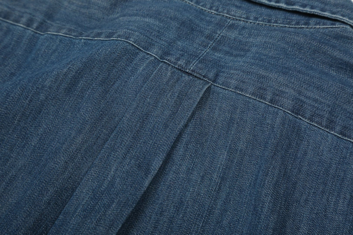 Test2-Ralph Lauren Slub Denim Short-Sleeve Button-Up Shirt — detail